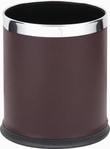 Wholesale Double Layer PU Leather Cover Round Plastic Trash Can from china suppliers