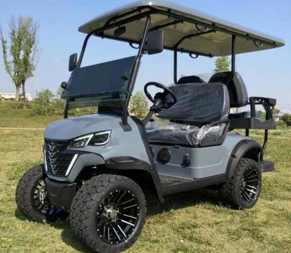 Silver Gray Off Road Electric Golf Cart Can Ride Four People Supports Customized