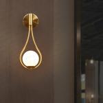 Mdern Glass ball wall scones bedside Bedroom Brass Gold Color Minimalist wall
