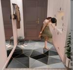Rectangle Crystal Velvet Floor Carpet Rug Household Door Marble Entry Mat