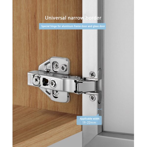 Aluminum Frame Glass Concealed Hinges For Cabinets Round Head Large Curved
