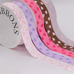 China Fancy 1 Inch Grosgrain Ribbon , Pink / Light Purple Custom Printed Ribbon on sale