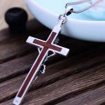Women's and Men's Gothic Style 925 Silver Cross Pendant Necklace with Sandalwood