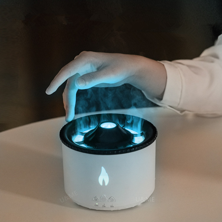 12W Power 2023 Amaz 24V Ultrasonic Volcano Vaporizer Aroma Diffuser Humidifier 3D Flame