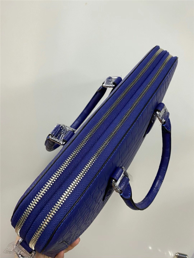 Authentic Crocodile Belly Skin Matt Finished Businessmen Blue Briefcase Genuine Alligator Leather Male Working Purse