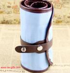 New Blue 38 Hole Pencil Bag School Canvas Painting Stationery Roll Pencil Case