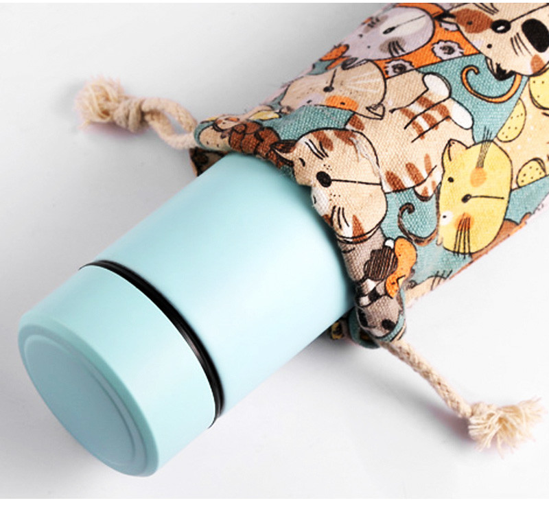 Drawstring Vintage Flower Printing Cotton Wine Bottle Sleeve