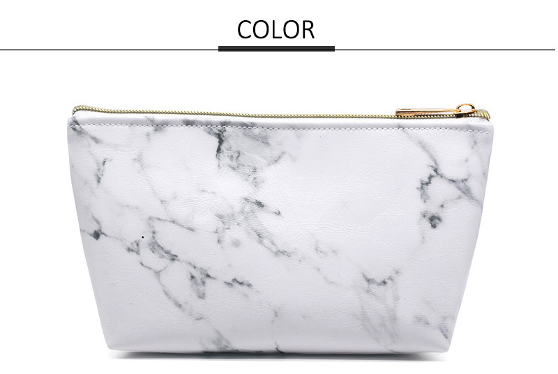 Custom Waterproof PU Leather Makeup Bag Marble Toiletry Travel Beauty Bag
