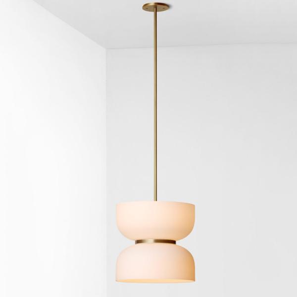 Luxury Modern Lighting Slim Pendant in Brass and Glass Hotel Villa Chandeliers