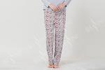 Lightweight Grey Womens Pyjama Sets Round Neck Long Sleeve Top / Printed Long