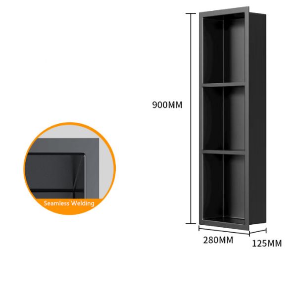 Modern Design Style 300x400 Custom Shower Wall Niche Shelves in Black for Amazon Size