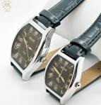 Stainless Steel Oval Dial Luminous Couple Wrist Watch 30m Water Resistant