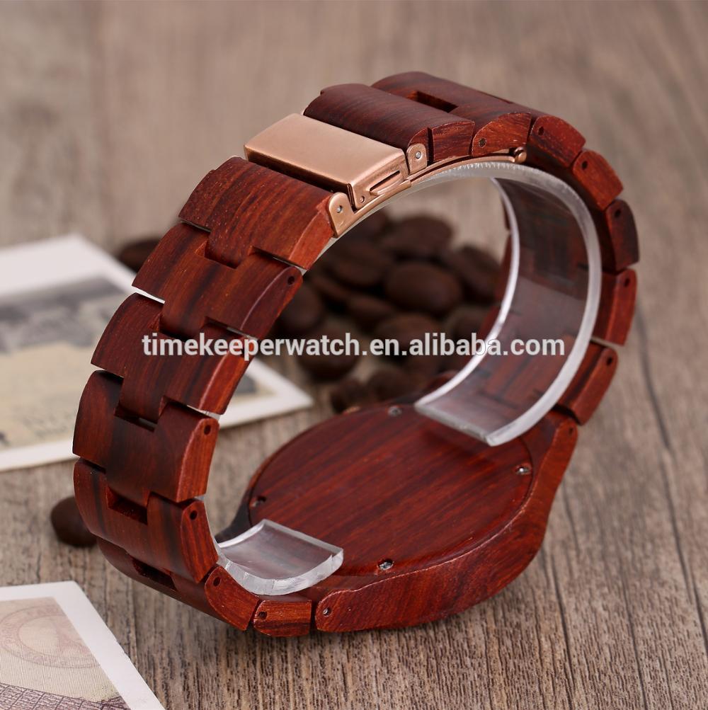 Aliexpress hot selling quartz movement watch Made out of red sandal watch timekeeper wood watch for men