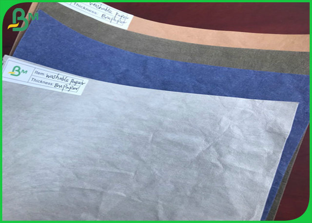 0.55mm 0.7mm Thick Untearable Silver Surface Fabric Washable Kraft Paper In Roll