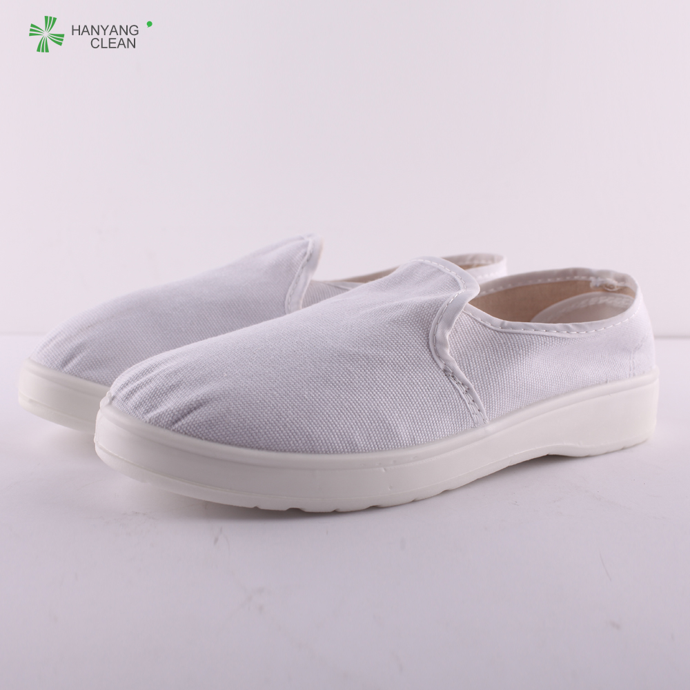 ESD anti-static PU cleanroom shoes with canvas upper white or blue color for electronic industry