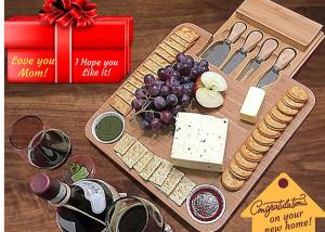 Wholesale Antibacterial Bamboo Cheese Board With Knives Wood Charcuterie Platter &amp; Meat Server from china suppliers