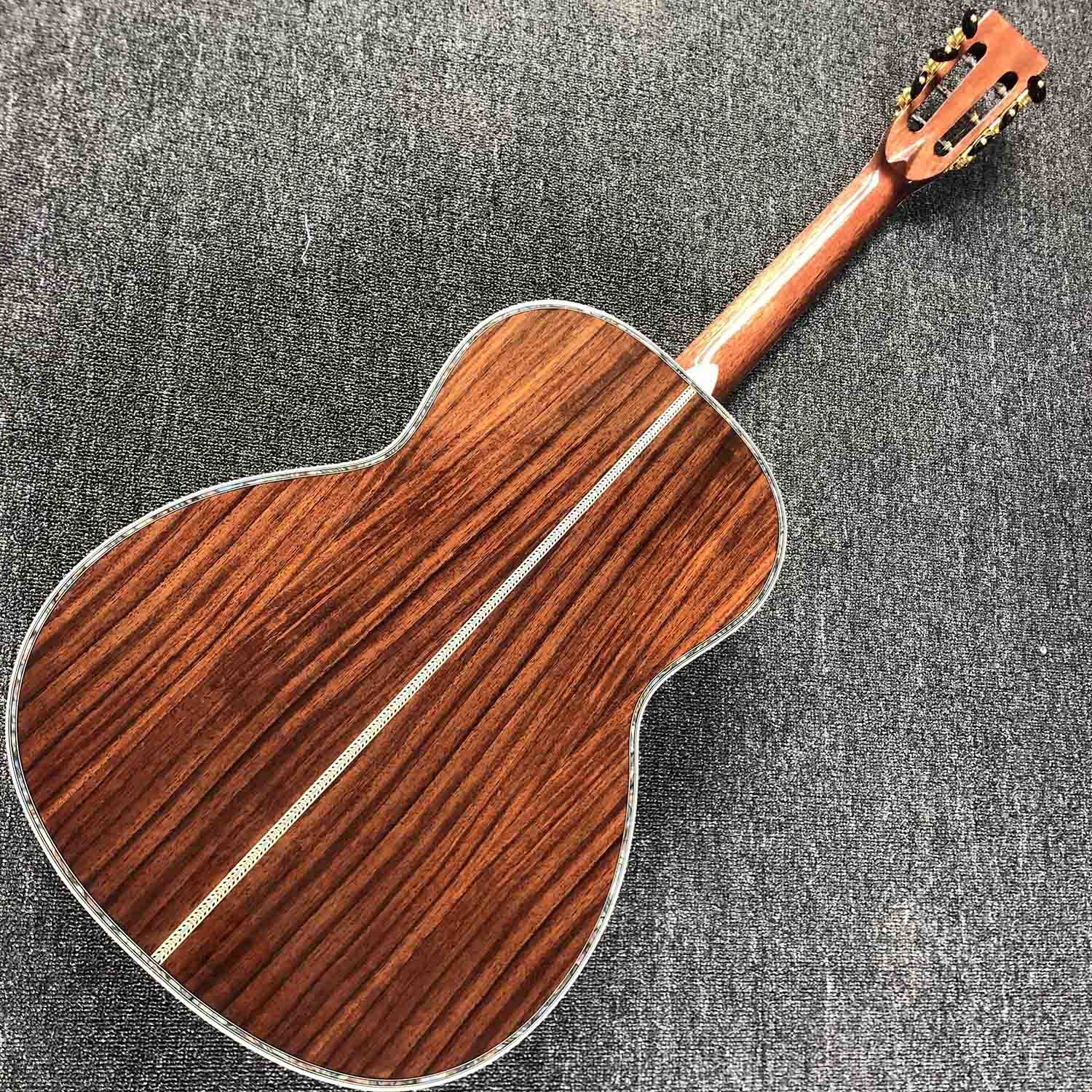 OEM custom guitar, OOO42 body shape, Acoustic Guitar,solid Spruce top, real abalone binding and ebony fingerboard