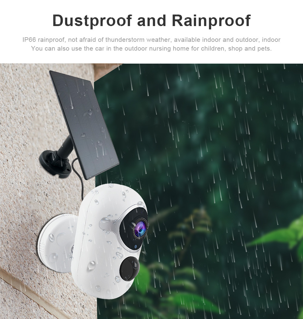 Glomarket Solar Battery Security Camera Full HD 1080p Outdoor Solar Powered Wifi Camera