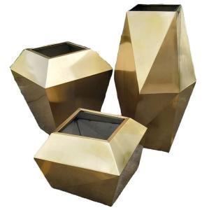 Wholesale Rose gold color stainless steel different shapes flower pots from china suppliers