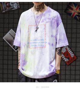 Wholesale Eco Friendly Men Streetwear T Shirts Organic Cotton Jersey Dip Dye Tone Crew Neck from china suppliers