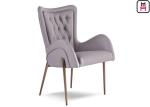 Leather Arm Hotel Room Chairs With Button Decorative / Stainless Steel Legs