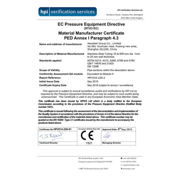 SGS and BV Approved 202 Stainless Steel Pipes
