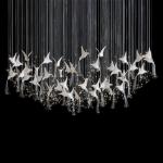 Glass Birds And Flowers Chandelier Modern Aesthetic Hotel Design Light Furniture