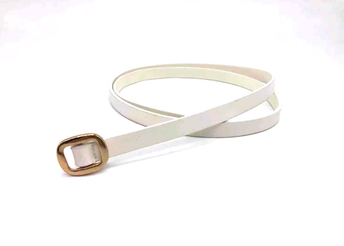 Skinny White Pu 13mm Width Women'S Fashion Leather Belts