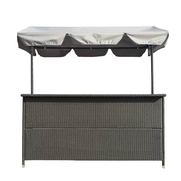 Rattan Effect Night Club Bar Counter Tiki Outdoor Rattan Bar Furniture With Roof