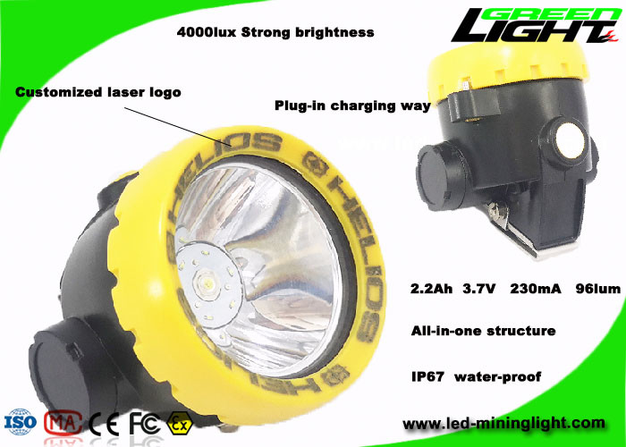 IP68 Waterproof 5000lux Cordless Mining Light ATEX Led Mining Cap Lamp