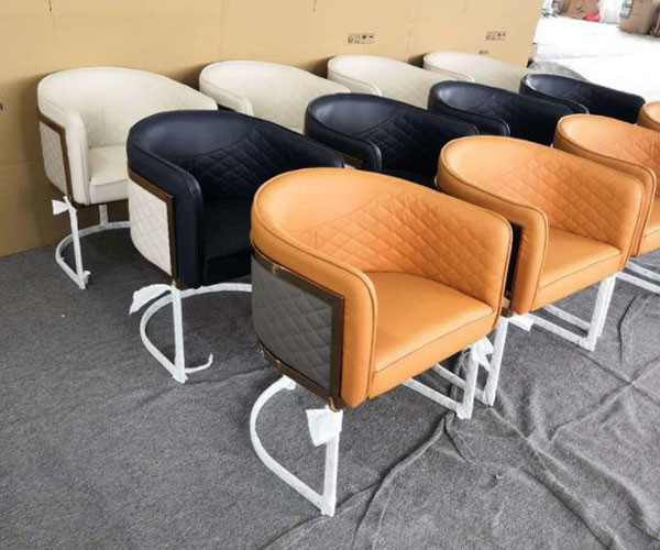 Italian Postmodern Luxury Lounge Armchair Stainless Steel Leg