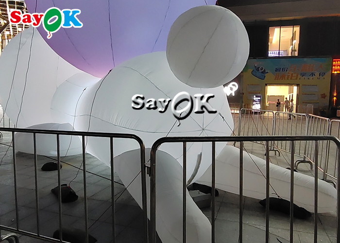 Rabbit Model Inflatable Cartoon Characters With RGB Led Lighting Outdoor Mall Decor