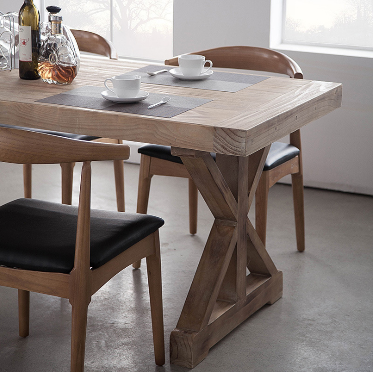 Solid Wood Customized Vintage Neoclassical Wooden Dining Table for Dining and Living Room Craftsmanship