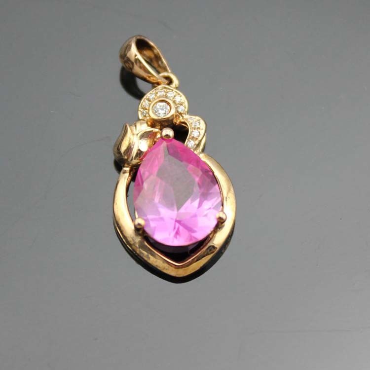 925 Silver Jewelry Drop Sapphire Cubic Zircon Drop Pendant (PSJ0417)