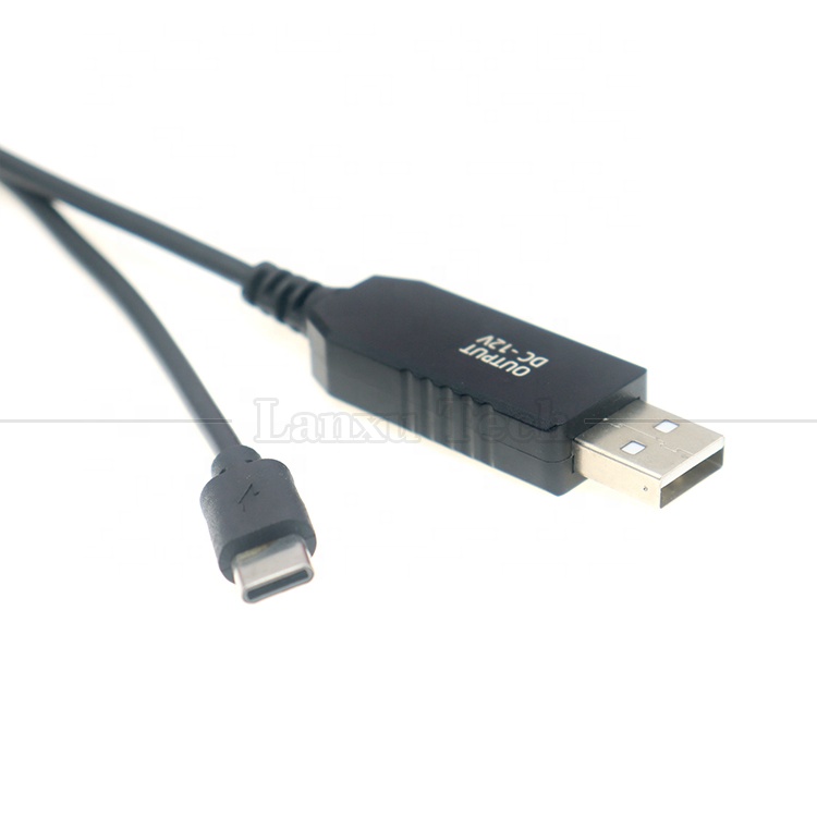 USB 5V to USB Type C 12V Output Booster Converter Power Charger Cable for Led Light Mats