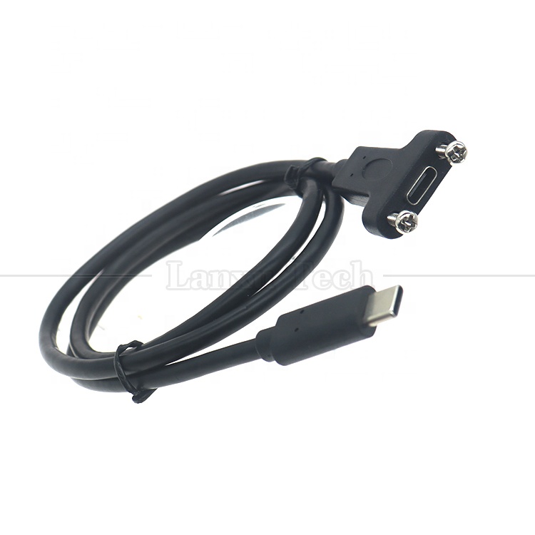 Customization USB3.1 Gen2 Screw Locking Stud USB Type C 3.1 Panel Mount Extension Cable
