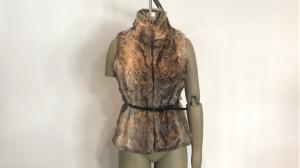 Wholesale Brown Multi Color Womens Faux Fur Jacket Gilet With Pu Belt And Funnel Neck TW74297 from china suppliers