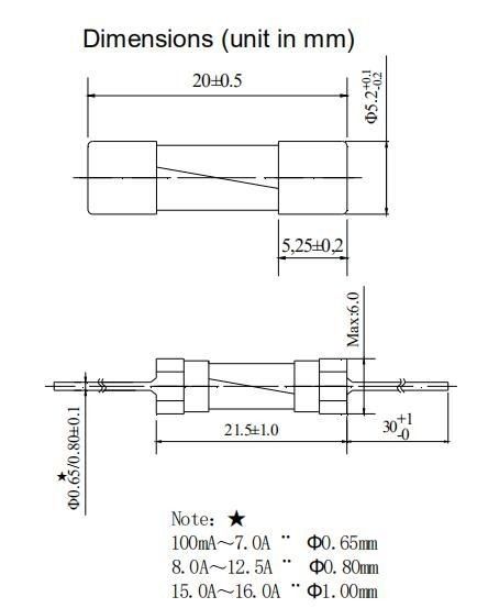 Mini Slow Blow 500mA 250V Glass Fuse 5x20mm Time Delay Time Lag Type 1