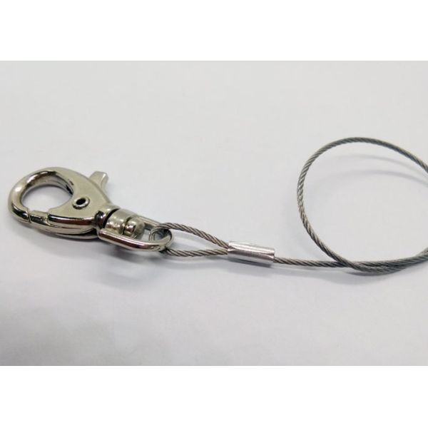 Steel 1.5mm Eye Loop Wire Rope Siling Wire Rope Lanyard With Carabiner