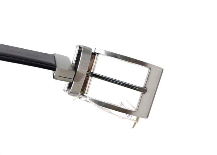 Customized Mens Black Dress Belt With Zinc Alloy Buckle Classic Style