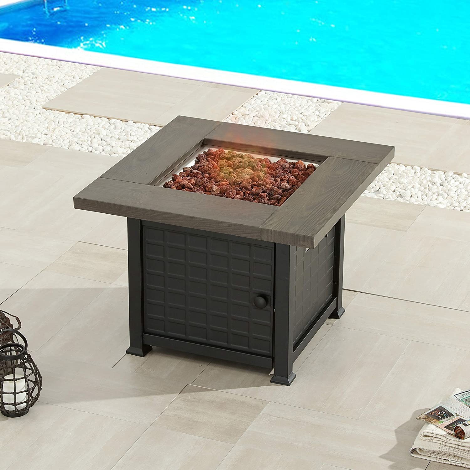 50,000 BTU Auto-Ignition Outdoor Propane Fire Pit Table With Steel Cover
