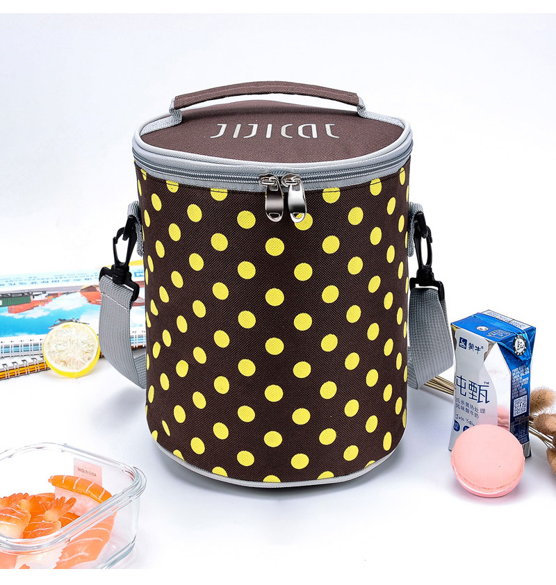Barrel Shape Polyester Insulated Tote Lunch Bag