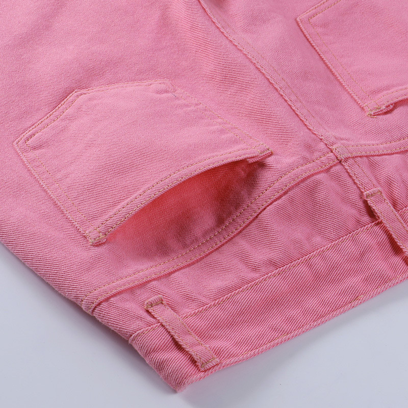 Pink Ripped High Waist Straight Wide Leg Jeans Women
