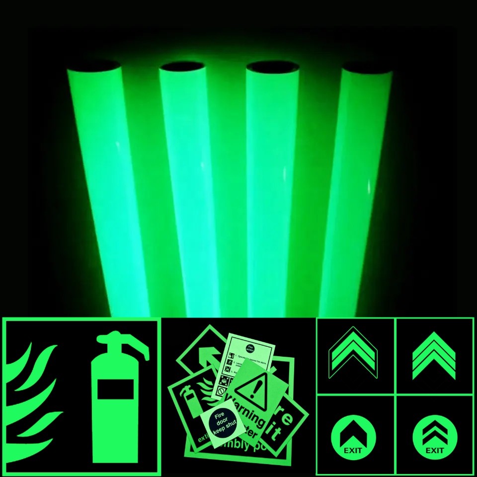 Self-adhesive Glow In Dark Vinyl Glowing Roll Luminescent For Safety Sign