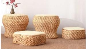 Wholesale Natural Straw Household Storage Stool Grass Woven Ottoman Box Eco-Friendly Hand-Woven Grass Rattan Stools Seat Pad from china suppliers