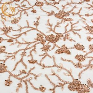 Wholesale Water Soluble Golden Lace Fabric Beaded Polyester Bridal Dress Lace Fabric from china suppliers
