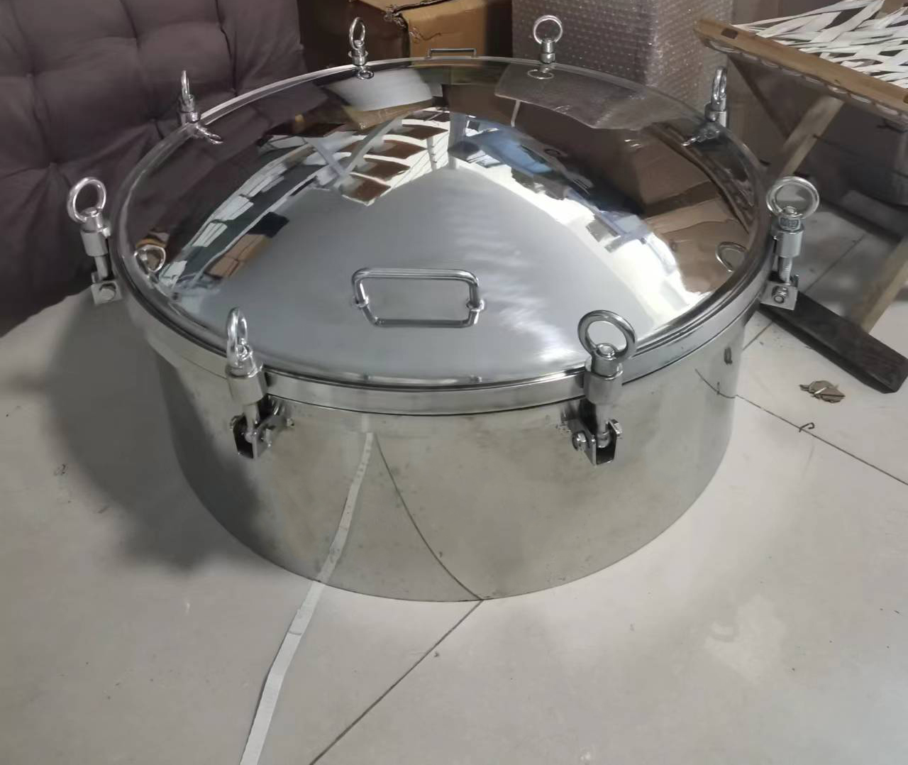 Round Outward Manway GHO Sanitary Stainless Steel Circular Manhole Cover With Pressure