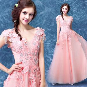 Wholesale Light Orange Stage Show Host Dress Elegant Evening Dresses TSJY041 from china suppliers