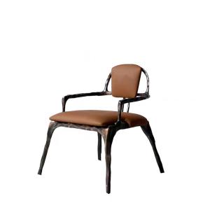 Wholesale 5 Star Hotel Restaurant Furniture Solid Metal Backrest Dining Leather Lounge Chair from china suppliers