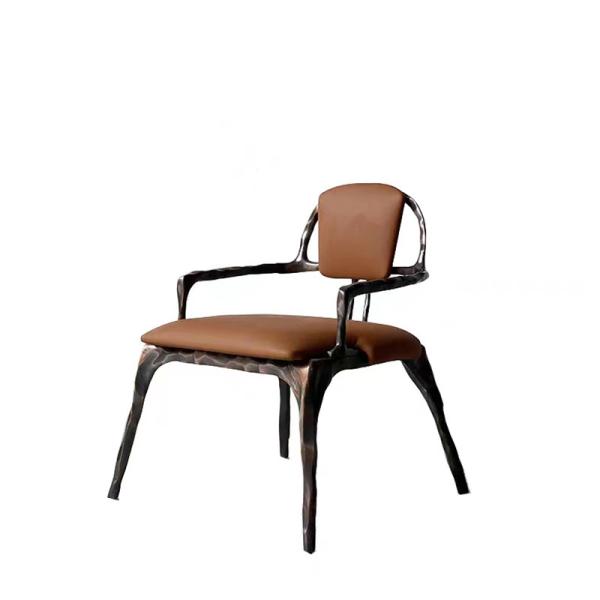 5 Star Hotel Restaurant Furniture Solid Metal Backrest Dining Leather Lounge